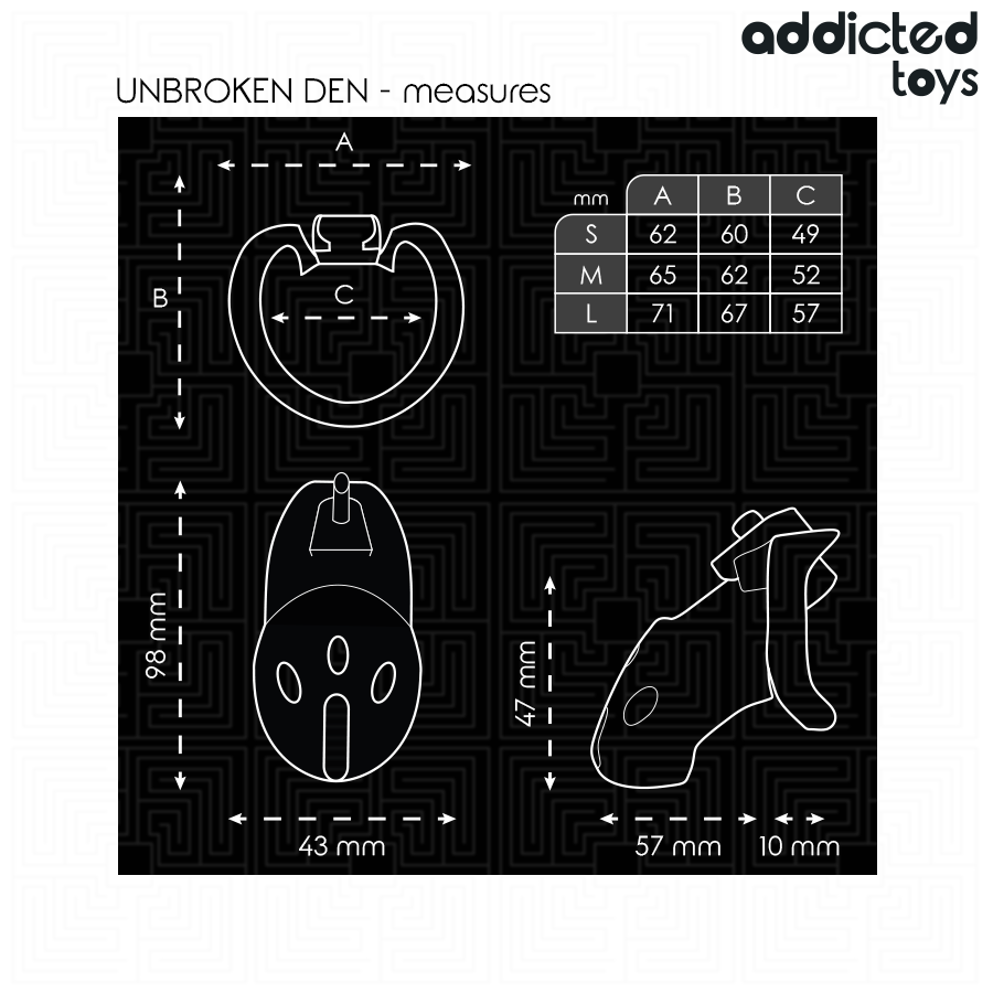 ADDICTED TOYS LOCKED - GAIOLA DE PÊNIS DEN INQUEBRÁVEL 9,8 CM