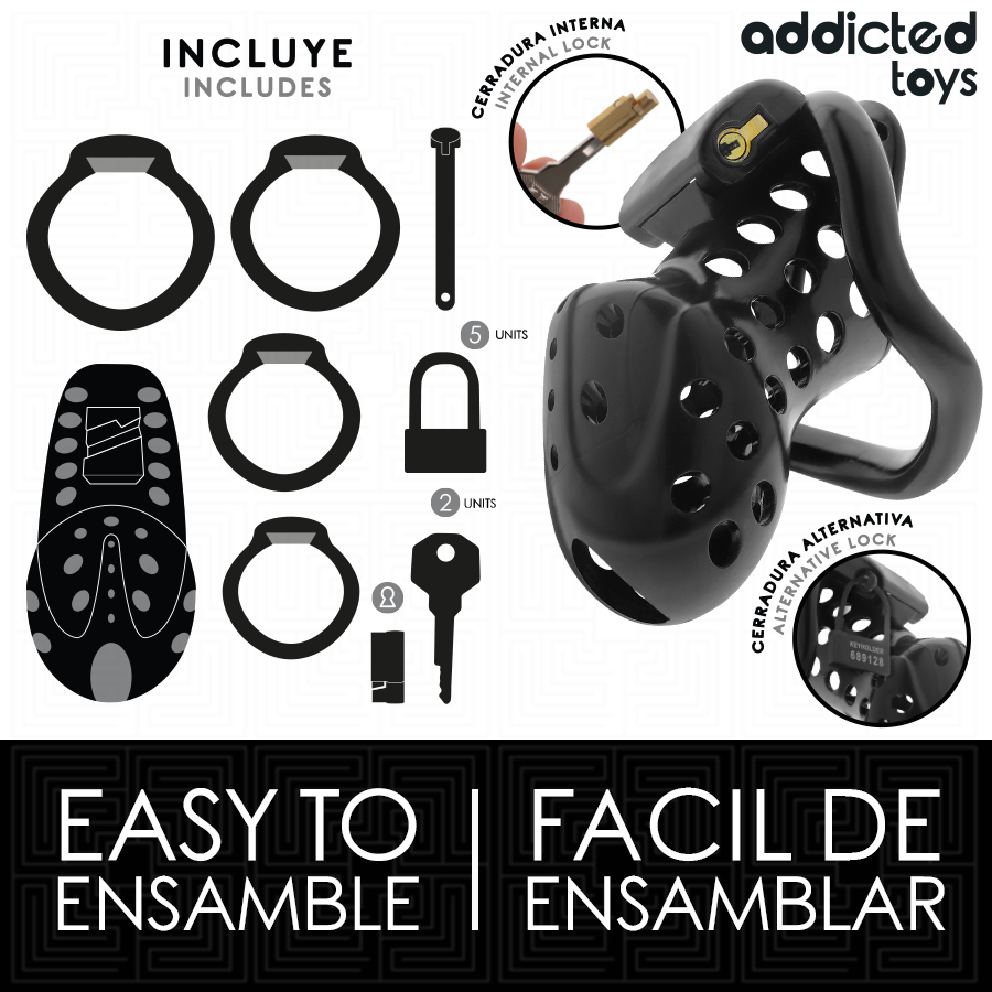 ADDICTED TOYS LOCKED - GAIOLA DE PÊNIS OCO COM CORRENTE 10,5 CM