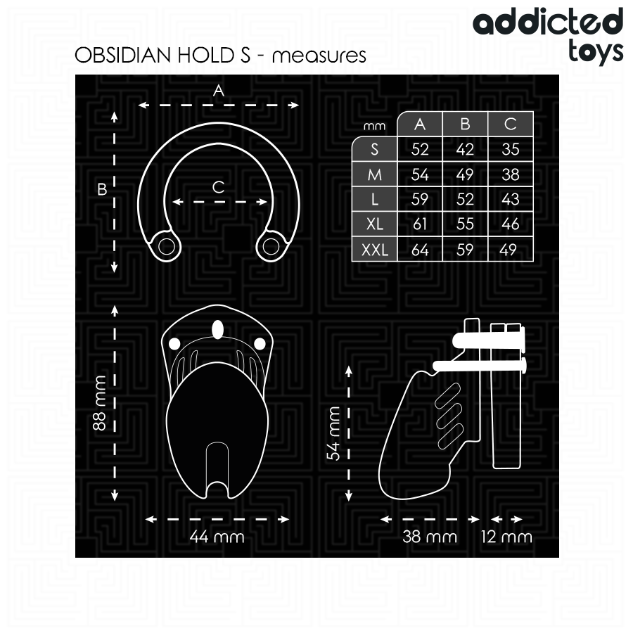 ADDICTED TOYS LOCKED - GAIOLA DE PÊNIS DE OBSIDIANA TAMANHO S