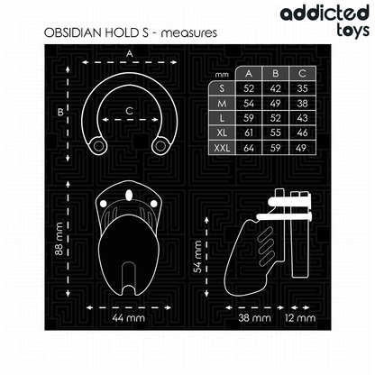 ADDICTED TOYS LOCKED - GAIOLA DE PÊNIS DE OBSIDIANA TAMANHO S