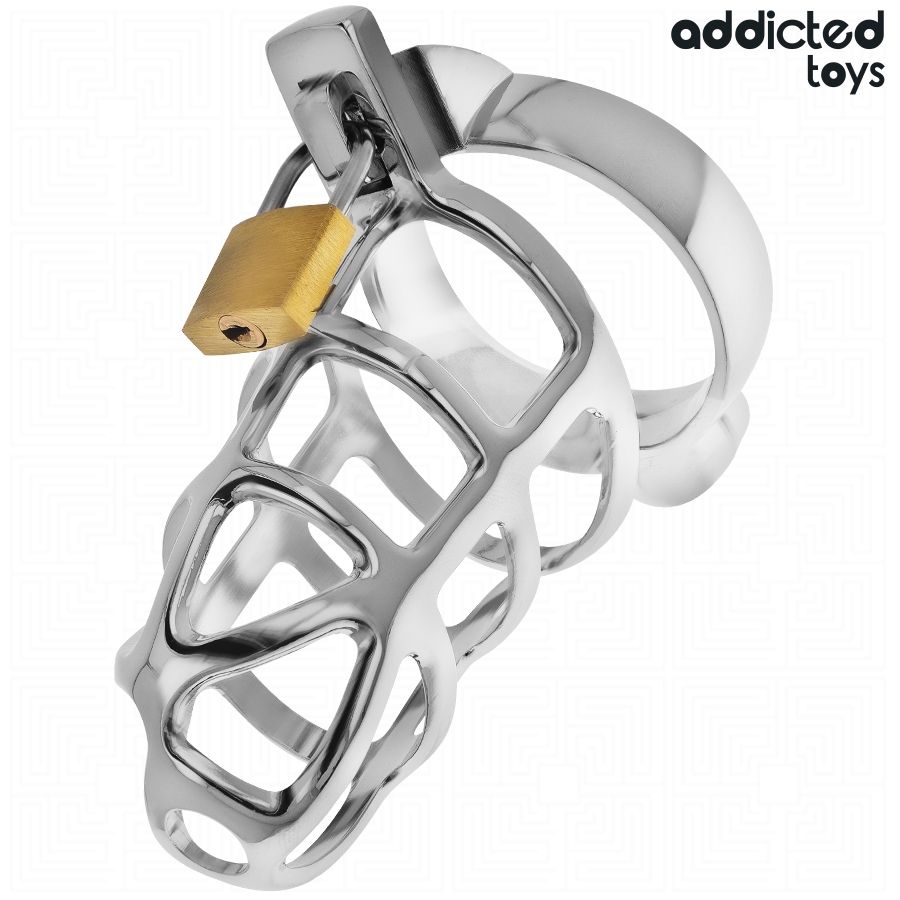 ADDICTED TOYS LOCKED - GAIOLA DE PÊNIS DE METAL COM TRAVA DE PRATA TAMANHO S