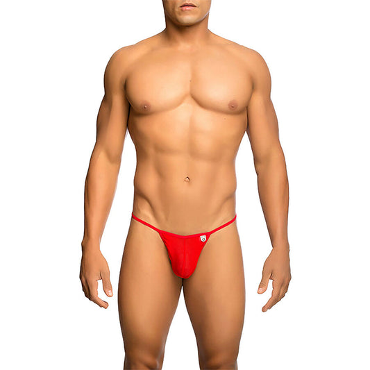 MOB - TANGA TRANSPARENTE VERMELHA EM FORMATO DE T, TAMANHO P/M