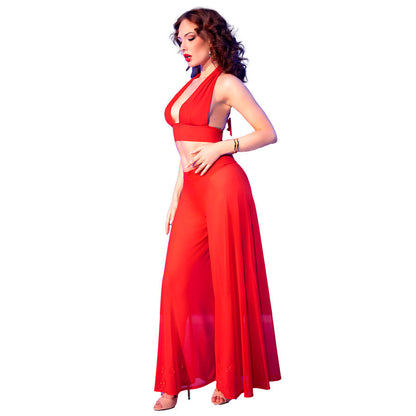 CHILIROSE - CR 4857 CONJUNTO DE BLUSA E CALÇA VERMELHA TAMANHO P