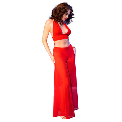 CHILIROSE - CR 4857 CONJUNTO DE BLUSA E CALÇA VERMELHA TAMANHO GG
