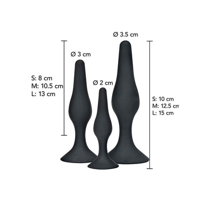 TOYJOY - ANAL PLAY CURVY COMPANIONS PLUG ANAL 3 PEÇAS PRETO