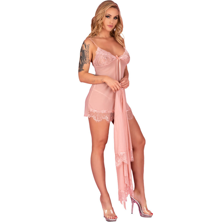 LIVCO CORSETTI FASHION - HYEONA 1710 BABYDOLL + TANGA ROSE M
