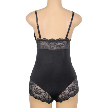 SUBBLIME - TEDDY PRETO FLORAL DETALHE DE RENDA S/M