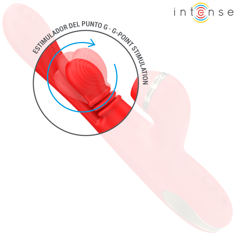 INTENSE - ESTIMULADOR DE CLITÓRIS MULTIFUNCIONAL KATY 4 CABEÇAS INTERCAMBIÁVEIS VERMELHO