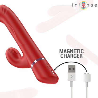 INTENSE - LELE VIBRADOR MULTIFUNCIONAL ROTATIVO & OSCILAÇÃO & ESTIMULAÇÃO VERMELHO