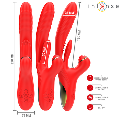 INTENSE - ROSALIA VIBRADOR MULTIFUNCIONAL 3 EM 1 VERMELHO