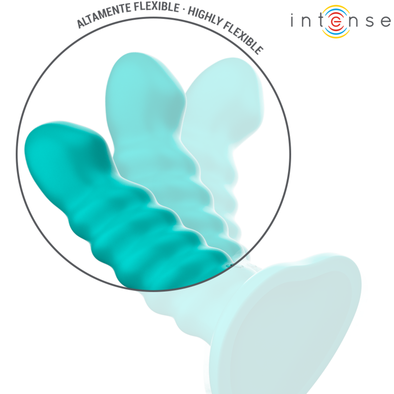 INTENSE - VIBRADOR BUFFY TAMANHO P DESIGN ESPIRAL 10 VIBRAÇÕES CONTROLE REMOTO AZUL