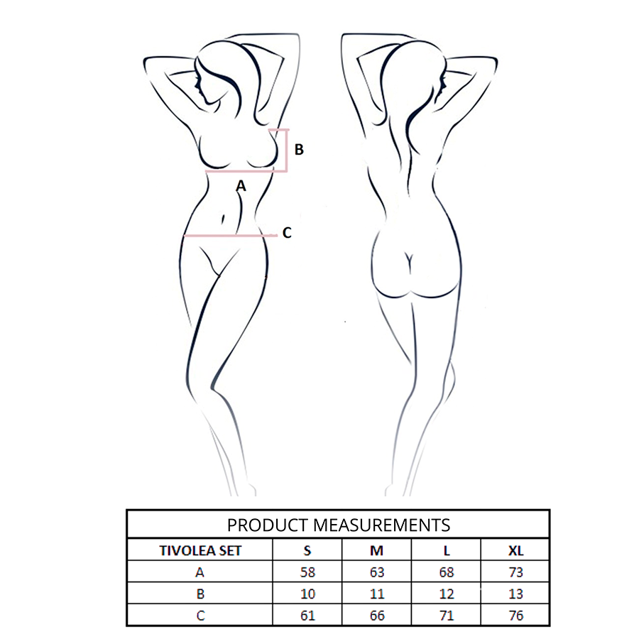 PASSION - CONJUNTO DE SUTIÃ + TANGA TIVOLEA PRETO P/M