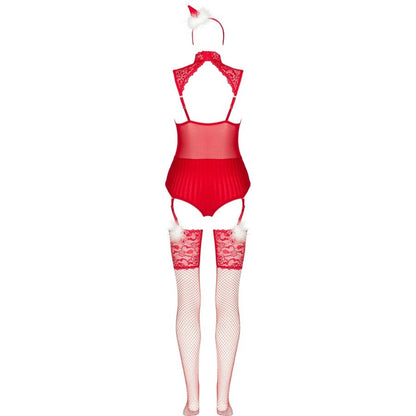 LIVCO CORSETTI FASHION - LIMPID SNOWFLAKES LC 90604 BODY + MEIAS + TIARA DE NATAL TAMANHO L/XL