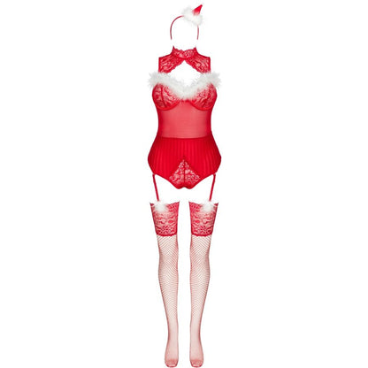 LIVCO CORSETTI FASHION - LIMPID SNOWFLAKES LC 90604 BODY + MEIAS + TIARA DE NATAL TAMANHO L/XL