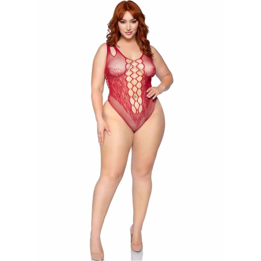LEG AVENUE - 81641X Body sem costura Borgonha Tamanho 1X/2X
