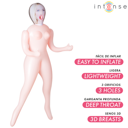 INTENSE DOLLS - INGRID BONECA INFLÁVEL COM TRÊS ORIFÍCIOS