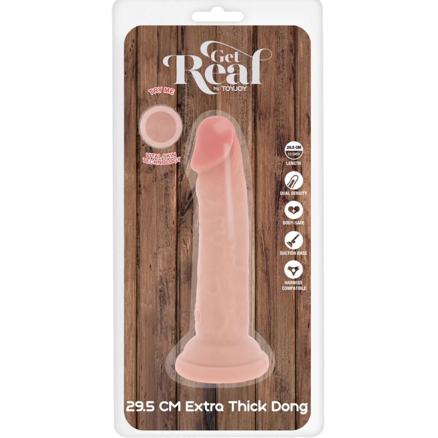 GET REAL - PÊNIS DE TPE DELUXE DE DUPLA DENSIDADE E ESPESSURA, 29,5 CM