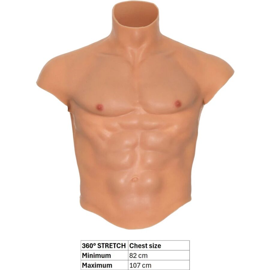 DESEJO OCULTO - CAMISETA DE TORSO MASCULINO DE SILICONE ALTER EGO COM DETALHES EM TOM DE CORPO