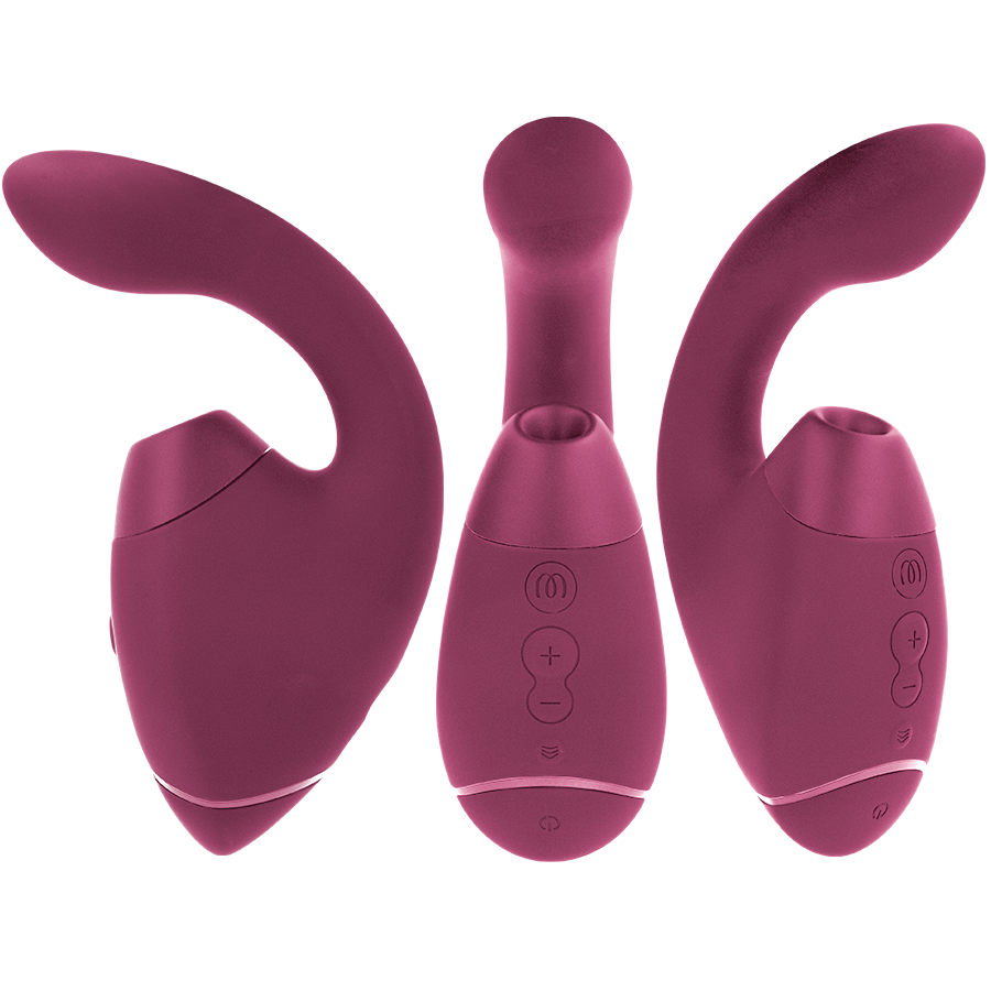 WOMANIZER - DUO NEXT ESTIMULADOR DUPLO DE CLITOR E PONTO G ROSA ESCURO