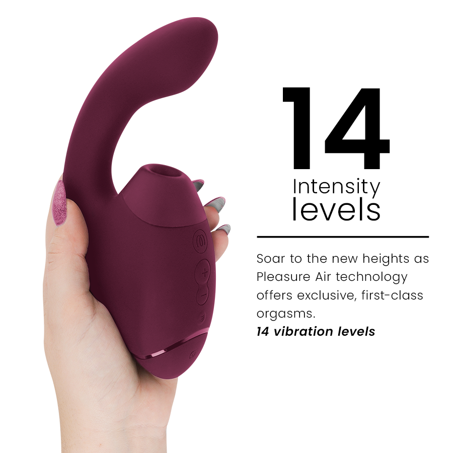 WOMANIZER - DUO NEXT ESTIMULADOR DUPLO DE CLITOR E PONTO G ROSA ESCURO
