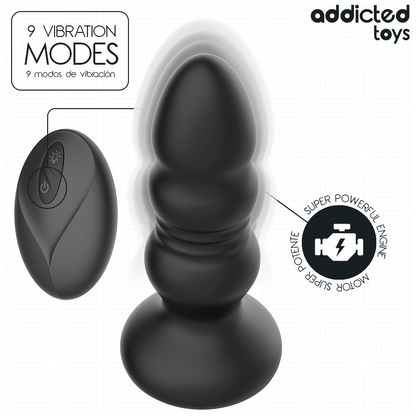 ADDICTED TOYS - PLUG ANAL GIRATÓRIO VIBRATÓRIO COM LUZ LED E CONTROLE REMOTO