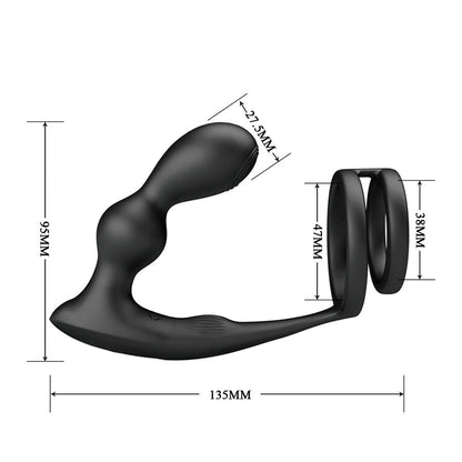 MR PLAY - PLUG ANAL VIBRATÓRIO COM ANEL PENIANO E CONTROLE REMOTO