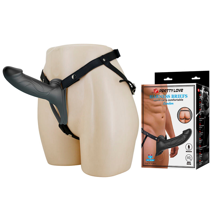 PRETTY LOVE - LANDON BLACK VIBRATING STRAP-ON