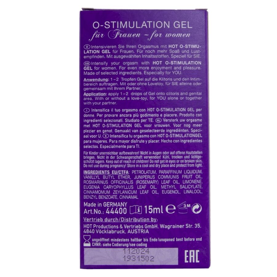 HOT - GEL ESTIMULANTE O PARA MULHERES 15 ML