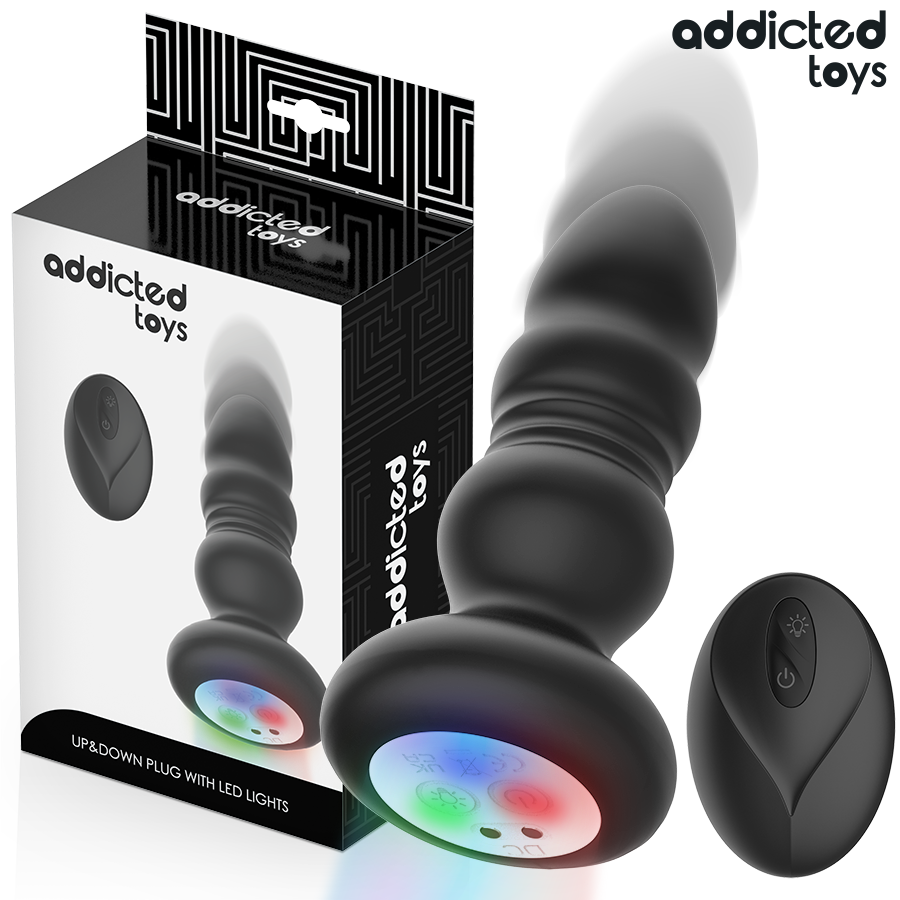 ADDICTED TOYS - PLUG ANAL GIRATÓRIO VIBRATÓRIO COM LUZ LED E CONTROLE REMOTO