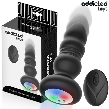 ADDICTED TOYS - PLUG ANAL GIRATÓRIO VIBRATÓRIO COM LUZ LED E CONTROLE REMOTO