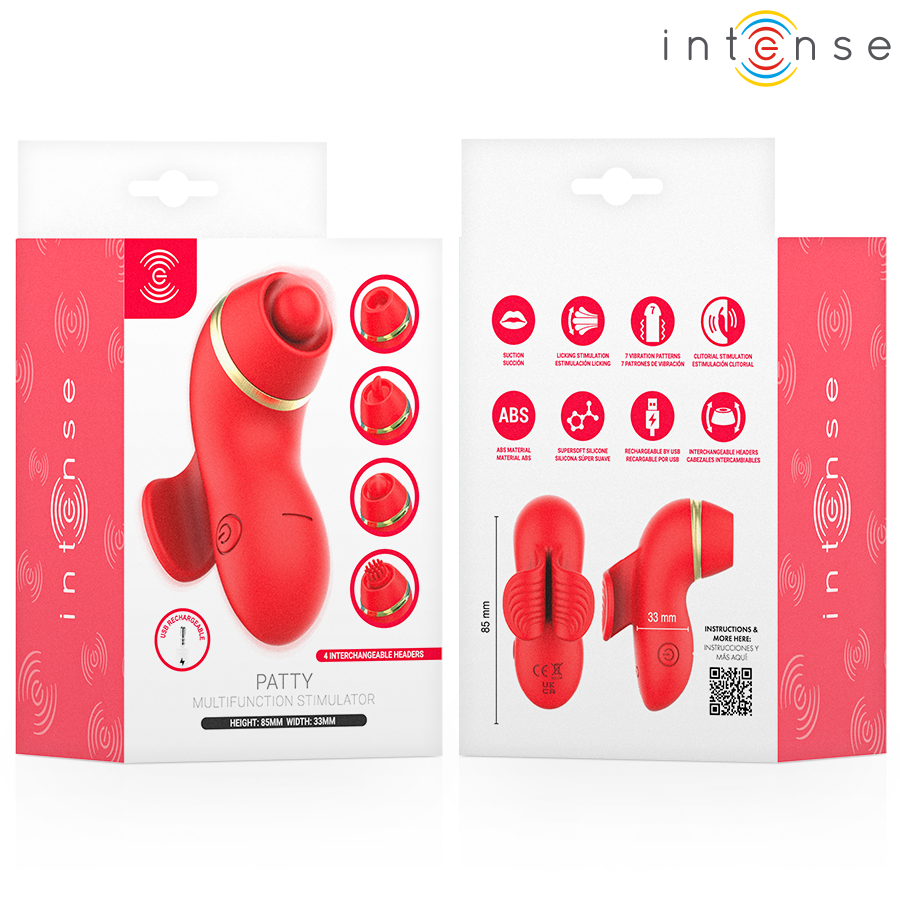 INTENSE - ESTIMULADOR DE PATTY COM 4 PONTAS, SUCÇÃO, TOQUES, CÓCEGAS E LAMBIDAS