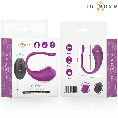 INTENSE - OVO VIBRATÓRIO ROXO OLIVIA COM CONTROLE REMOTO