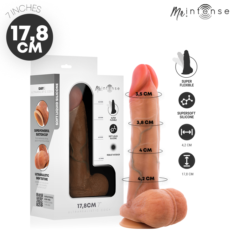MR INTENSE - GARY PÊNIS ULTRA-REALISTA COM TESTÍCULOS 17,8 CM -Ø- 4,2 CM