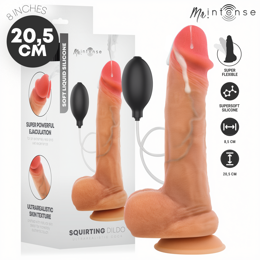 MR INTENSE - DANNY PÊNIS ULTRA-REALISTA COM TESTÍCULOS EJACULANDO 20,5 CM -Ø- 4 CM