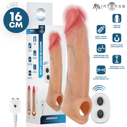 MR INTENSE - CAPA DE SILICONE PARA PÊNIS VIBRADOR ARNOLD L COM CONTROLE REMOTO 16 CM -Ø- 4,5 CM