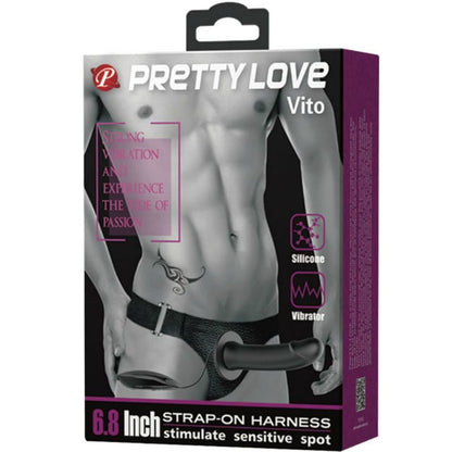 PRETTY LOVE - VITO STRAP ON COM DILDO OCO E VIBRAÇÃO 17.3 CM