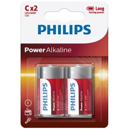PHILIPS - POWER ALKALINE PILHA C LR14 BLISTER * 2